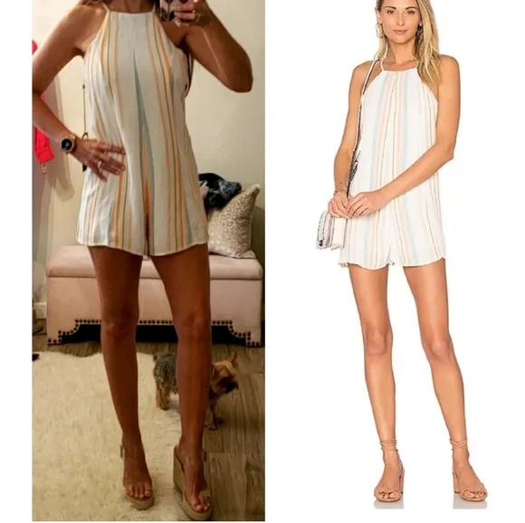 Privacy Please Lucca Romper in Multi Stripe - Picture 3 of 9